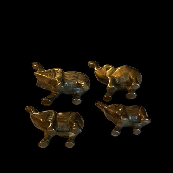 VTG Bronze Elephants Family Of 4 Set Great Patina No Mark Collectables Pre-Owned - Picture 10 of 12